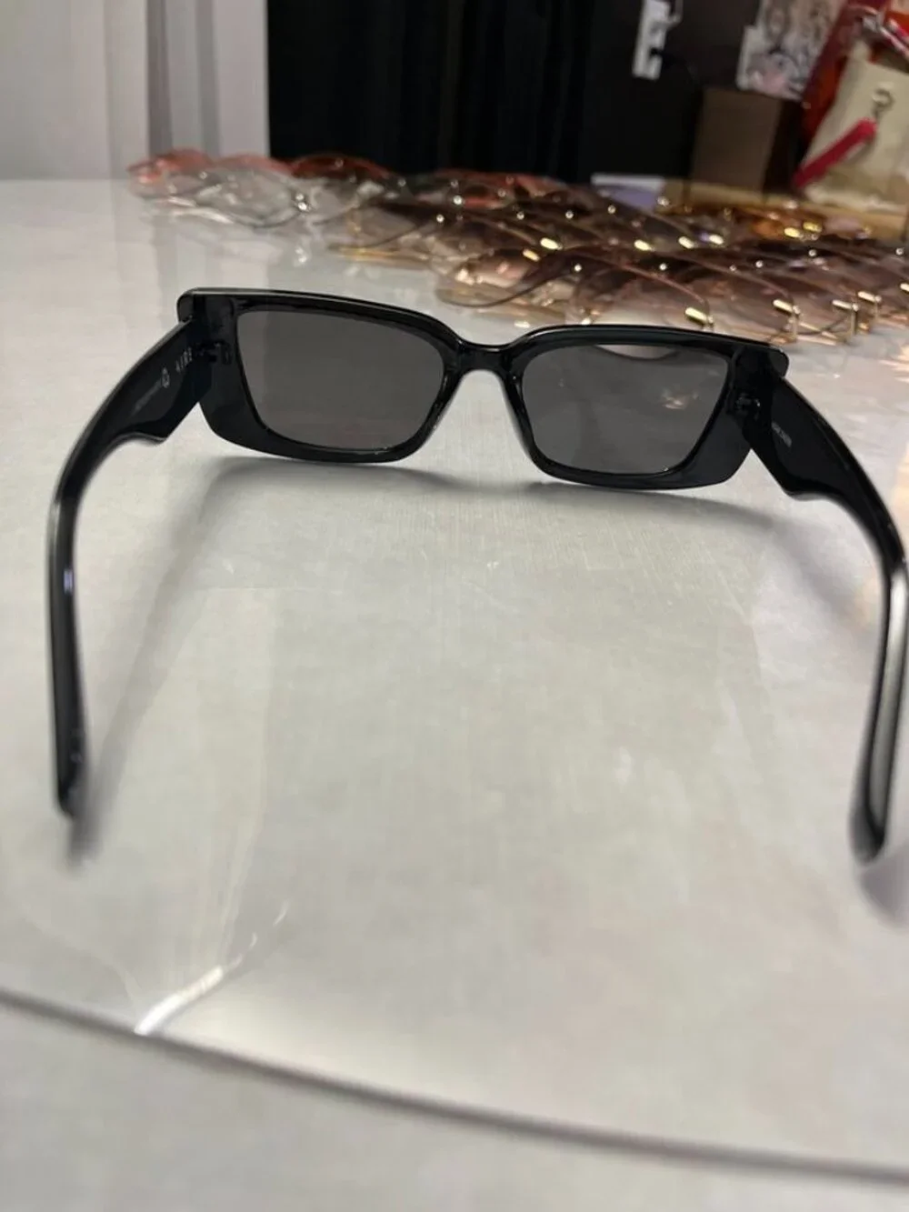 AIRE Novae Rectangular Sunglasses Black Frame Smoke Lens Slim